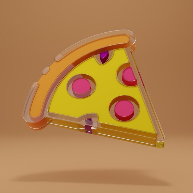 Illustration 3D Icône Pizza sur fond jaune foncé