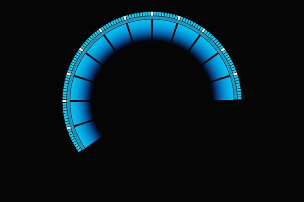 Illustration 3d de l'icône de vitesse de mesure de vitesse Icône de compteur de vitesse bleue Pointeur de compteur de vitesse