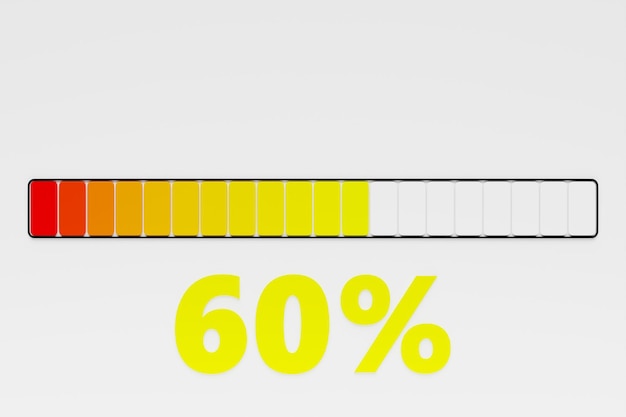Photo illustration 3d de l'icône de vitesse de mesure de vitesse le pointeur de l'icône du panneau coloré pointe vers la couleur normale orange