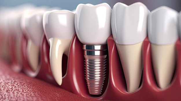 Illustration 3D de l'implant dentaire