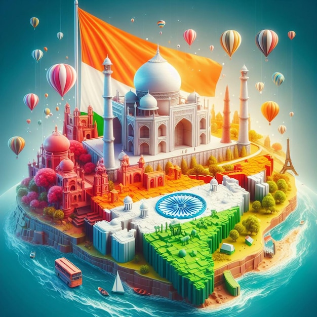 Illustration 3D de l'Inde sur une toile de fond grise