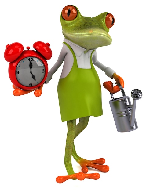 Illustration 3d de jardinier grenouille amusant