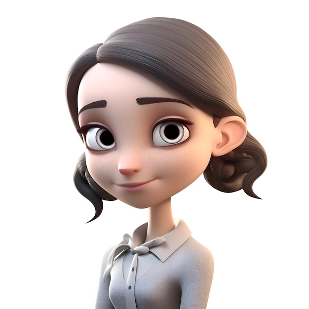 Illustration 3D d'une jeune fille avec diverses expressions faciales