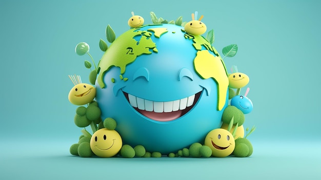 Illustration 3D de la journée mondiale du sourire pour fond d'affiche