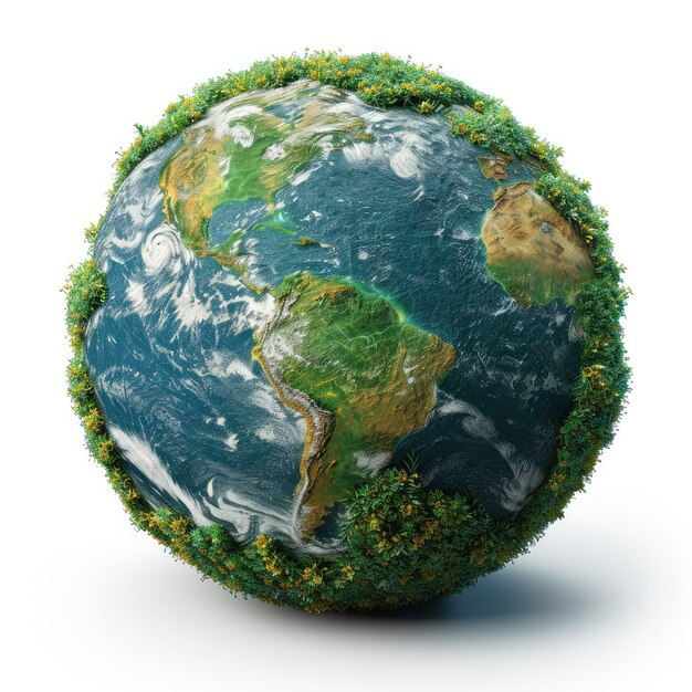Illustration 3D de la journée de la planète Terre verte