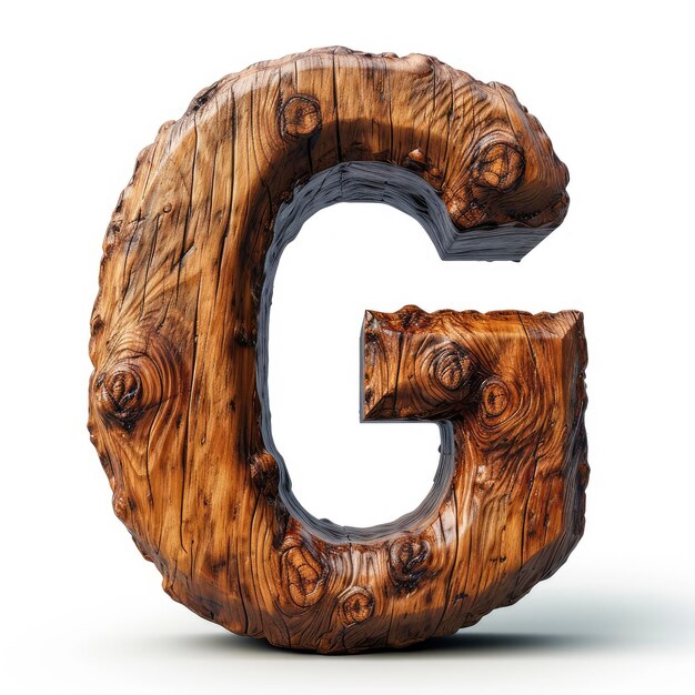 Illustration en 3D de la lettre en majuscule en bois G