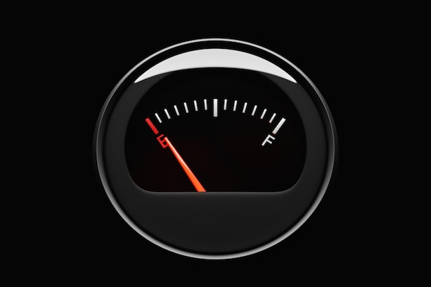Illustration 3D libre d'une icône de niveau d'essence dans une voiture indiquant qu'il n'y a pas d'essence