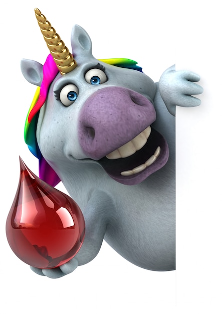 Illustration 3D de licorne amusante