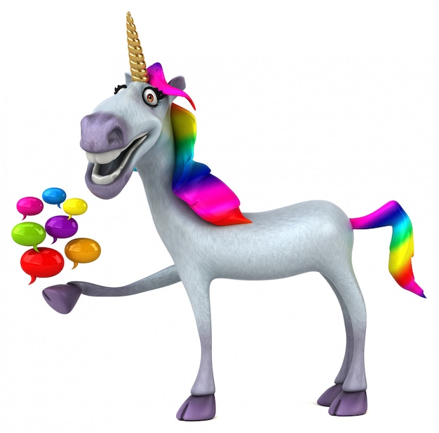 Illustration 3D de licorne amusante