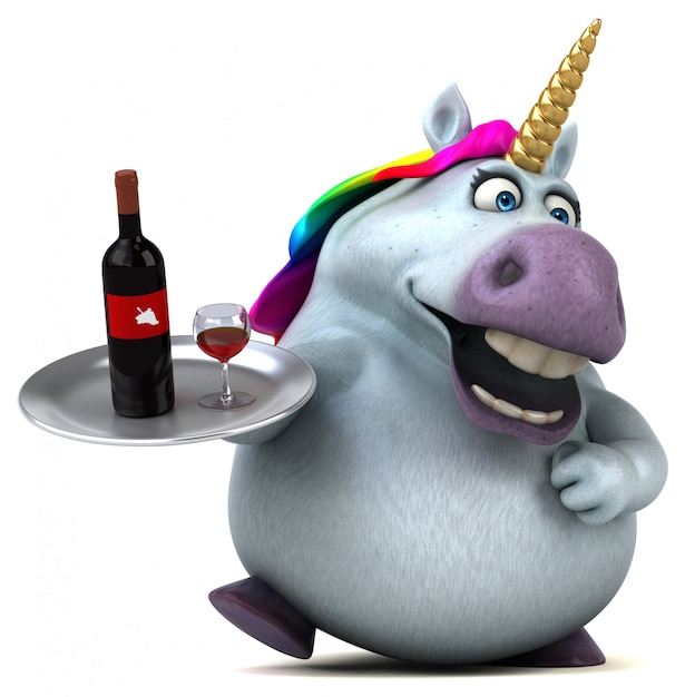 Illustration 3D de licorne amusante