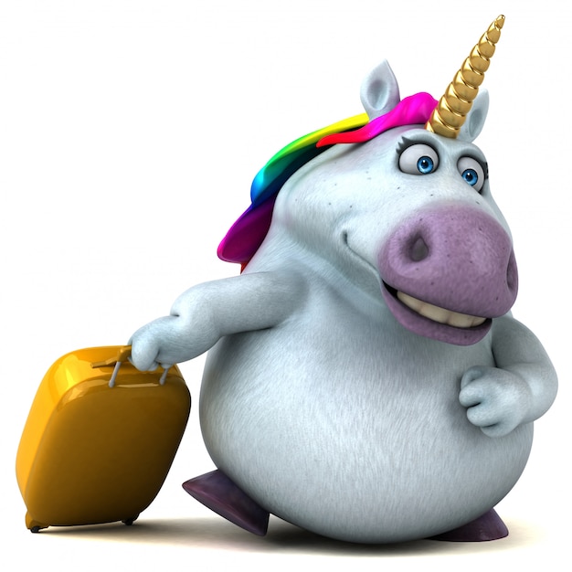 Illustration 3D de licorne amusante