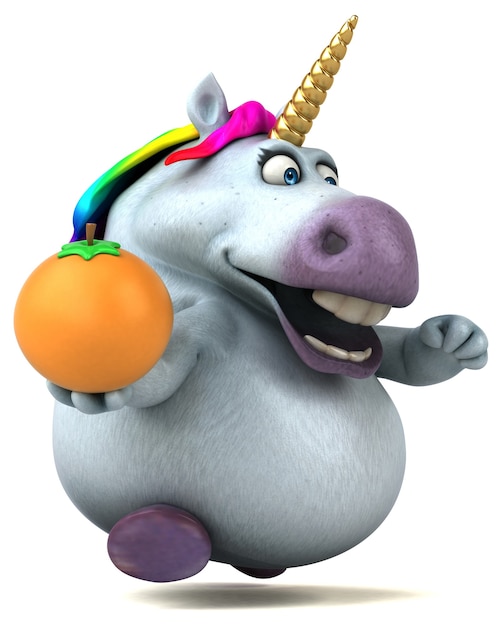 Illustration 3D de licorne amusante