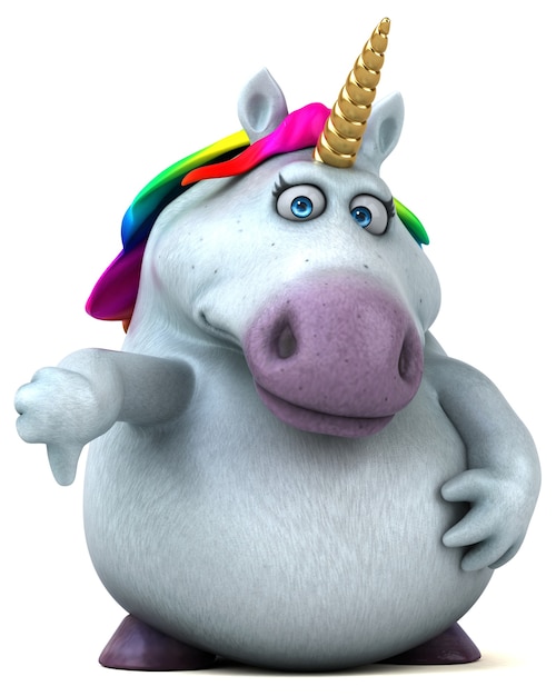 Illustration 3D de licorne amusante