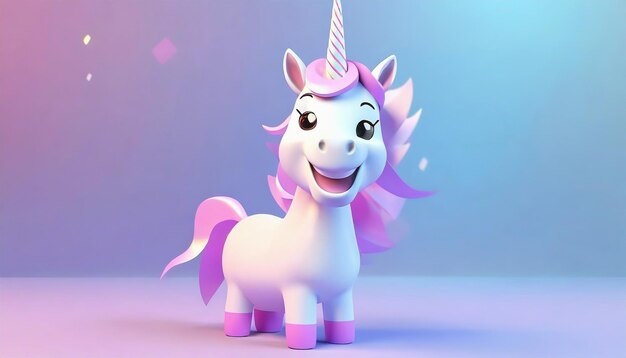 Illustration 3D d'une licorne heureuse