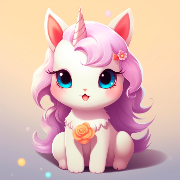 Illustration 3d de licorne mignonne et adorable