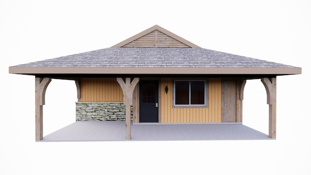 Photo illustration 3d d'une maison en bois simple