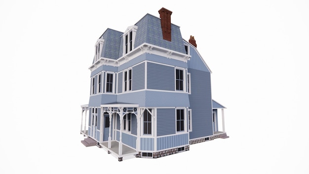 Photo illustration 3d d'une maison classique à trois étages