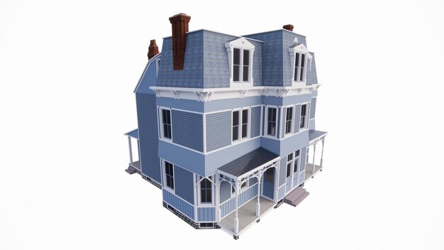 Illustration 3D d'une maison classique à trois étages