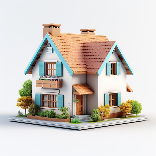 Illustration 3D de la maison sur fond blanc