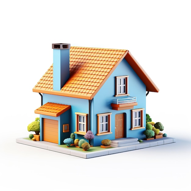 Illustration 3D de la maison sur fond blanc