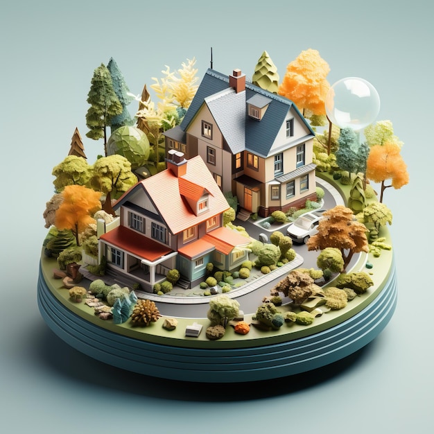 Illustration 3D d'une maison privée moderne