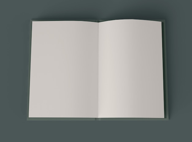 Illustration 3D. Maquette de livre ouvert avec des pages blanches.