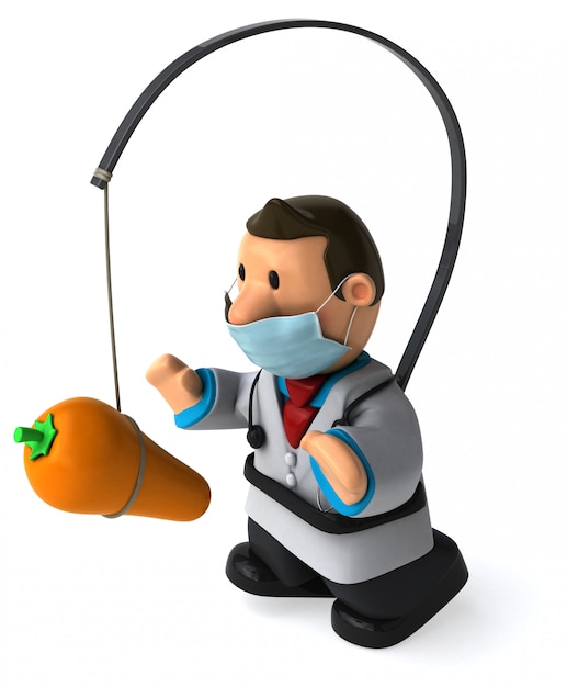 Illustration 3D d'un médecin avec un masque