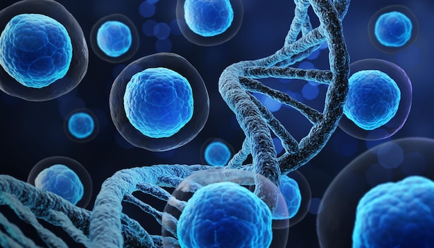 Photo illustration 3d de la médecine du chromosome x contexte de la science médicale et de la biotechnologie