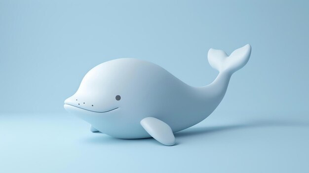 Illustration 3D mignonne et simple d'une baleine bleue La baleine sourit et semble heureuse