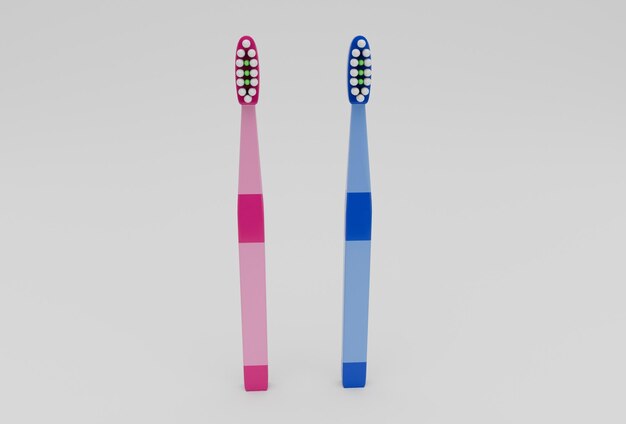 Illustration 3d minimale de brosse à dents sur fond blanc