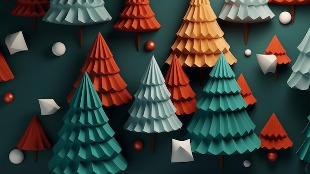 Illustration 3D minimaliste verte de l'esprit de Noël Décorations de vacances