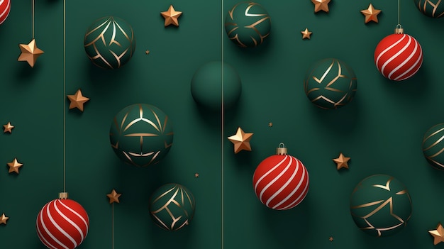 Illustration 3D minimaliste verte de l'esprit de Noël Décorations de vacances