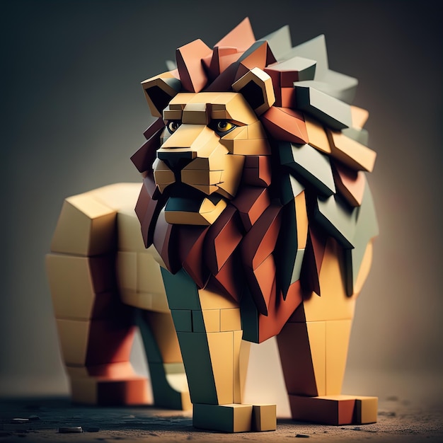 Illustration 3D d'un modèle de lion rendu photo3D de haute qualité d'un grand lion