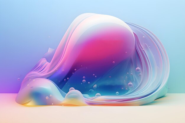 illustration 3D moderne des vagues de mouvement fluide translucide coloré brillant