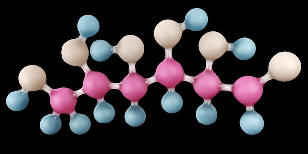 Illustration 3d de la molécule de glucose isolée sur fond noir, C6H12O6.