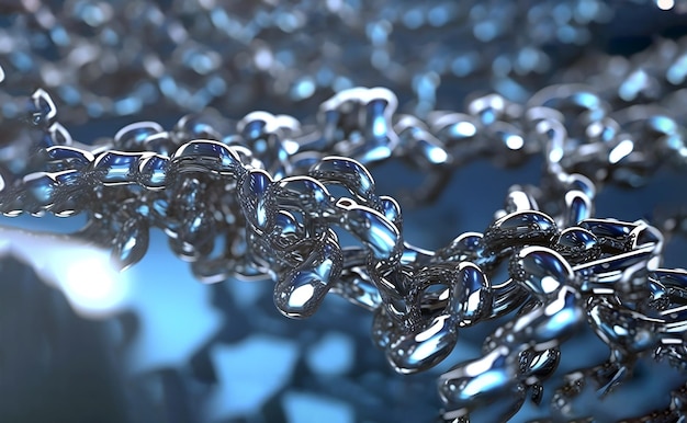 Illustration 3d de la molécule de métal liquide