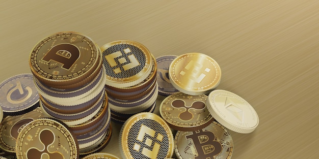 Illustration 3d de monnaie numérique Bitcoin Cryptocurrency
