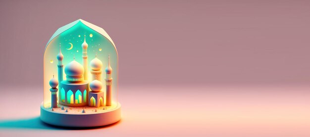 Illustration 3D de la mosquée pour la célébration islamique du Ramadan