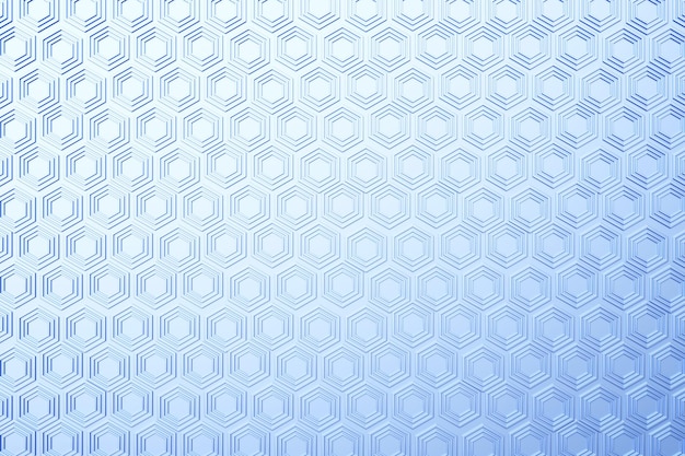 Illustration 3d d'un motif en nid d'abeille bleu de fond de mosaïque de formes hexagonales géométriques simples