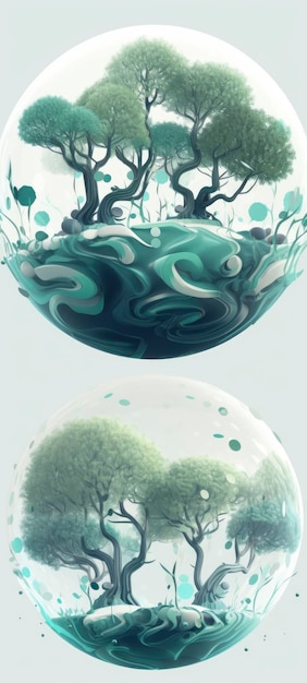 Illustration 3D sur la nature et le sauvetage des mers