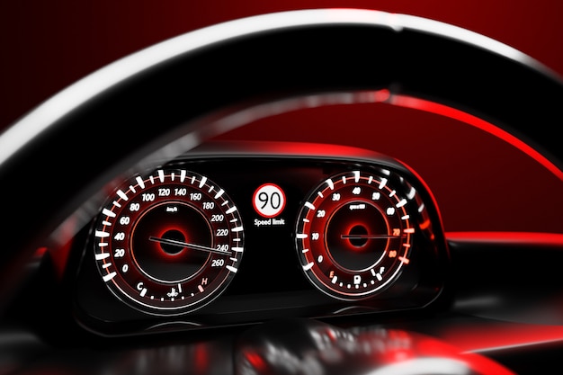 Illustration 3D des nouveaux détails intérieurs de la voiture