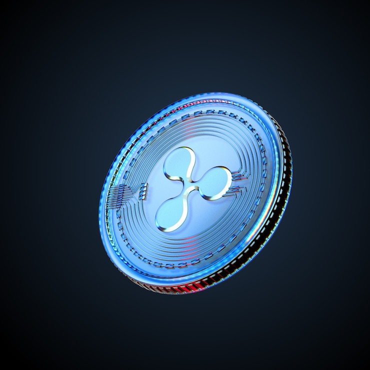 Photo illustration 3d de l'ondulation de la crypto-monnaie numérique