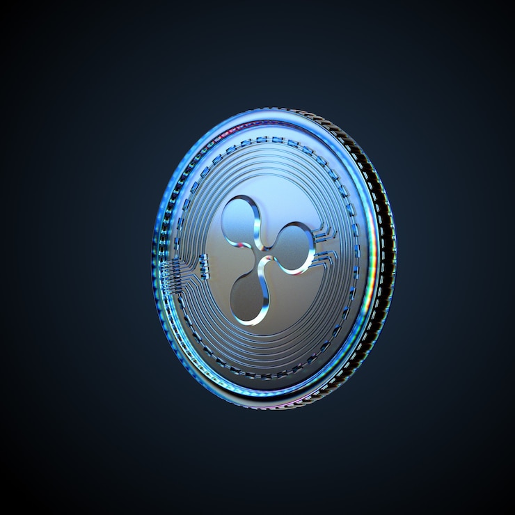 Photo illustration 3d de l'ondulation de la crypto-monnaie numérique
