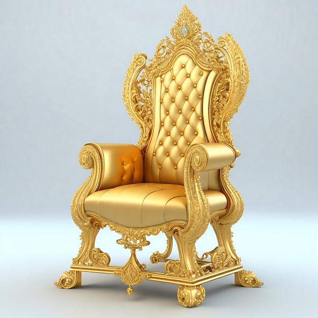 L'illustration 3D en or de DreamShaper de l'intérieur de la chaise royale