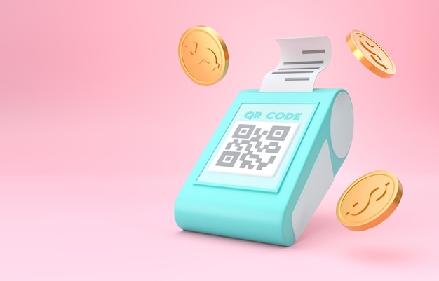 Illustration 3D de paiement QR POS