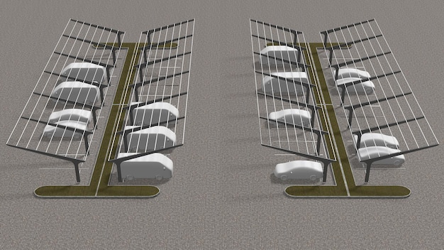 Illustration 3D d'un parking