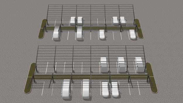 Illustration 3D d'un parking