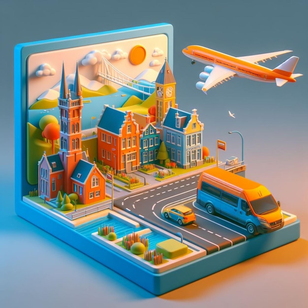 Illustration 3D des Pays-Bas sur fond gris