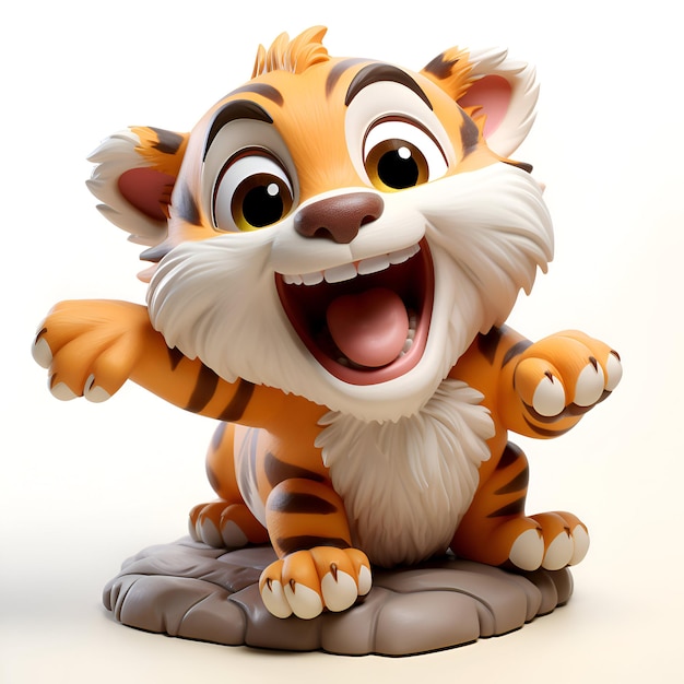 Photo illustration 3d d'un personnage de dessin animé de tigre avec un fond blanc