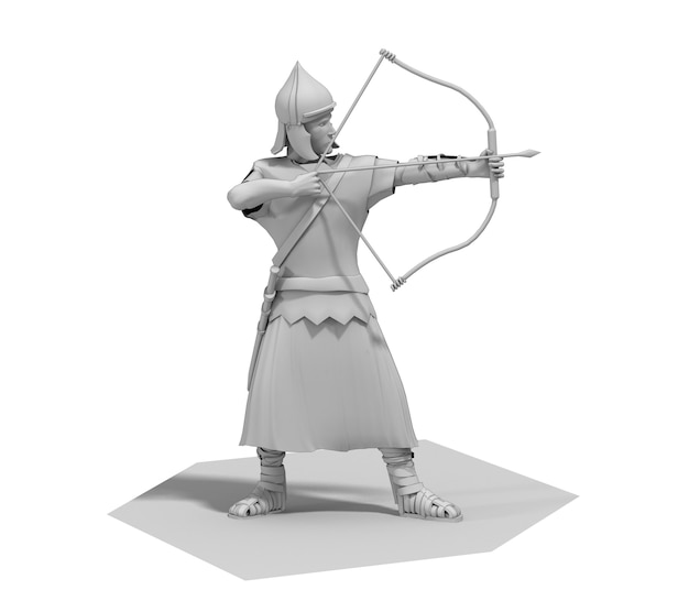 illustration 3D de personnage de guerrier archer